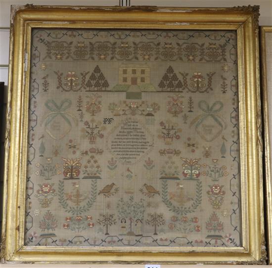 A George III sampler, 56cm x 53cm